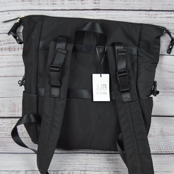 JJB By JUJUBE Large Modern Diaper Backpack Black NWT - Picture 4 of 16